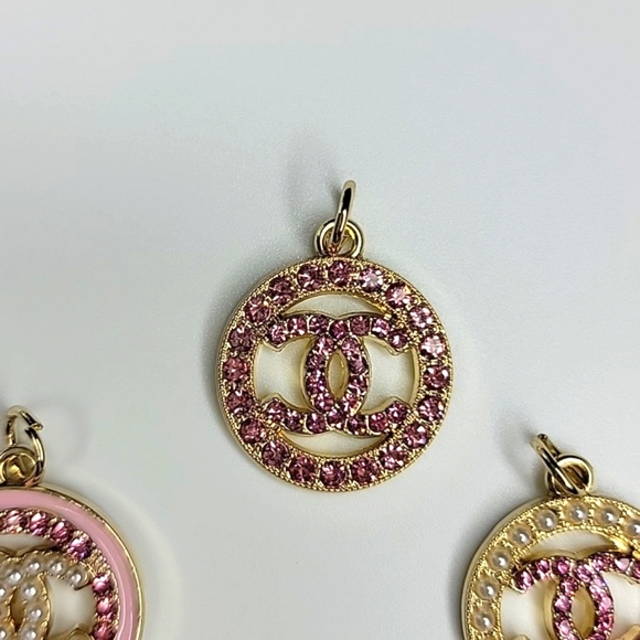 CC Zipper Pulls Charms Rhinestone Pearl Gold - Picture 4 of 10